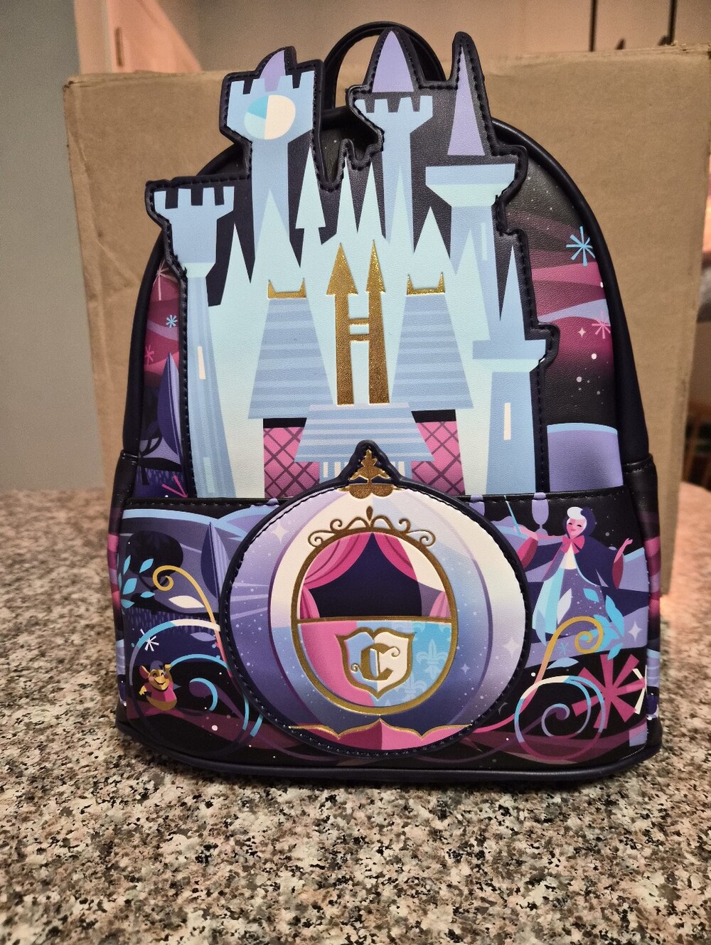 Loungefly Cinderella's Castle Mini Backpack in Pastel Blue & Purple